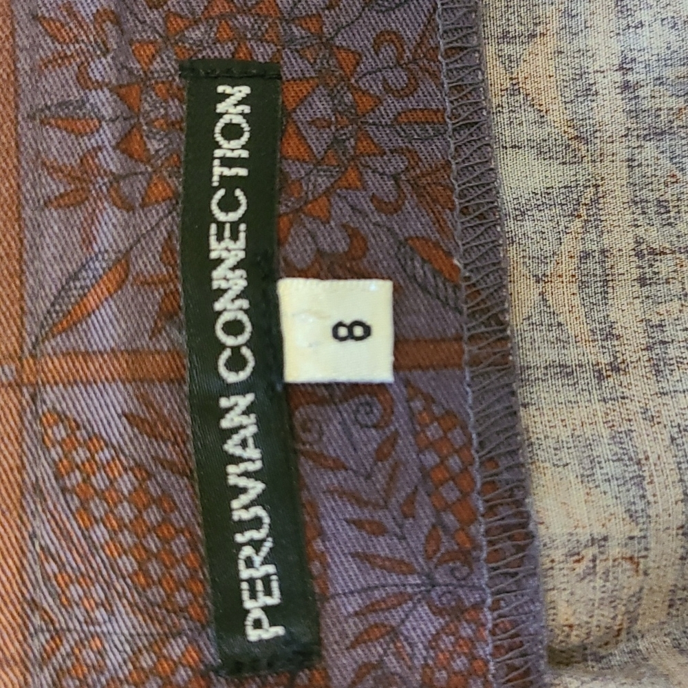 Size 8, Peruvian connection, vintage, 100% pima cotton purple pencil skirt